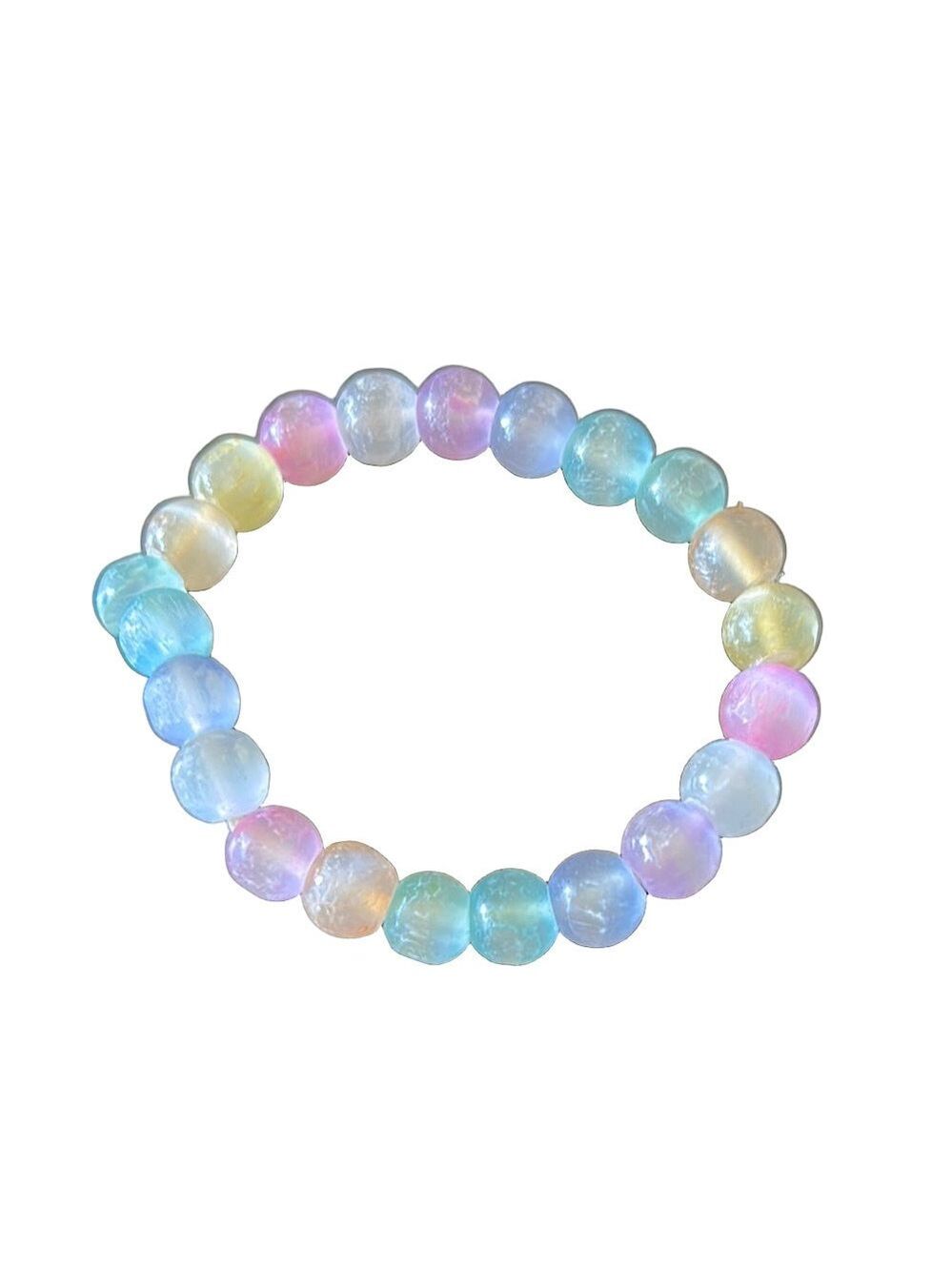 Rainbow Selenite Beaded Stretch Bracelet Multicolor for clarity
